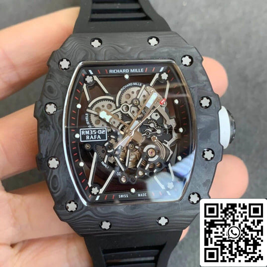 Richard Mille RM035-02 1:1 Best 에디션 KV 팩토리 Carbon Fiber 블랙 Strap