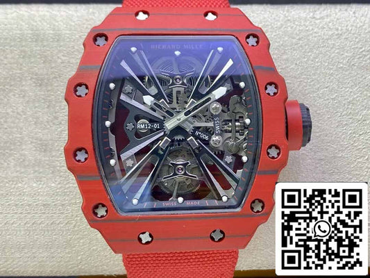 Richard Mille RM12-01 투르비용 1:1 Best 에디션 RM 팩토리 Red Carbon Fiber Case