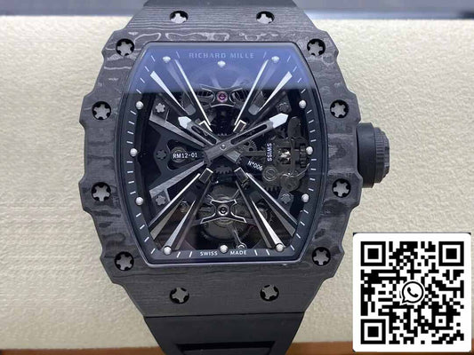 Richard Mille RM12-01 투르비용 1:1 Best 에디션 RM 팩토리 블랙 Skeleton Dial