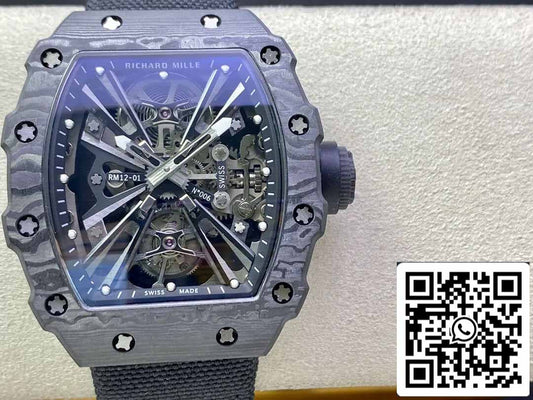Richard Mille RM12-01 1:1 Best 에디션 RM 팩토리 투르비용 Skeleton Dial