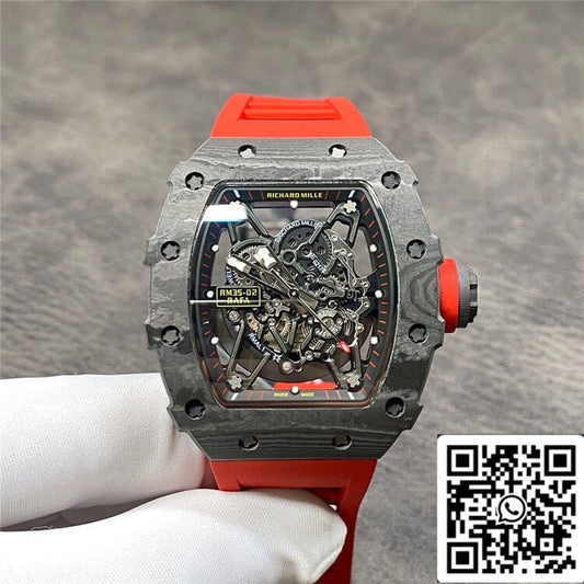 Richard Mille RM35-02 1:1 Best 에디션 KV 팩토리 Carbon Fiber Red Strap