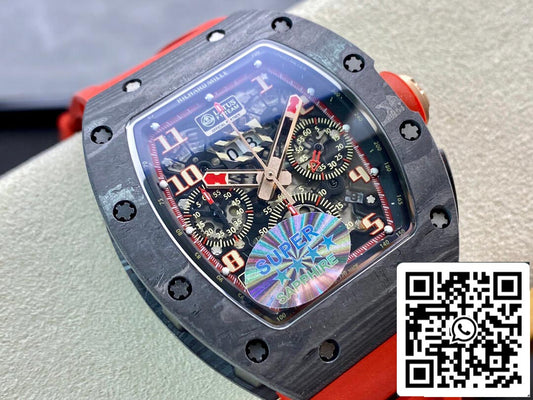 Richard Mille RM011 1:1 Best 에디션 KV 팩토리 V3 Red 러버 스트랩