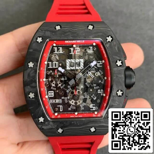 Richard Mille RM-011 1:1 Best 에디션 KV 팩토리 V2 블랙 Forged Carbon Case