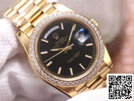 롤렉스 Day Date 40MM 1:1 Best 에디션 EW 팩토리 옐로 골드 블랙 다이얼
