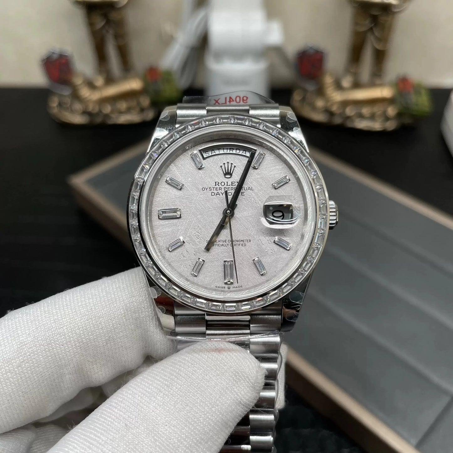 롤렉스 Day Date 40 M228396TBR-0027 Meteorite Diamond Dial 1:1 Best 에디션 GM 팩토리 V3 Counterweight Version