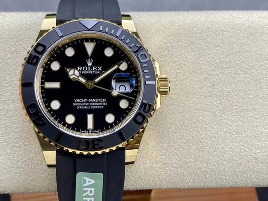 Rolex Yacht-Master 42 블랙 다이얼 옐로 골드 M226658-0001 1:1 Best 에디션 AR 팩토리 Counterweight Version