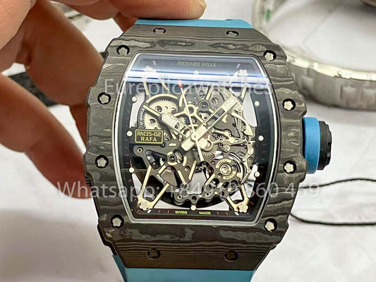 Richard Mille RM035-02 1:1 Best Clone R7 팩토리 NTPT Carbon Case 블루 Strap