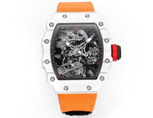 Richard Mille RM27-02 1:1 베스트 버전 RM 팩토리 Skeleton 투르비용 Orange Strap