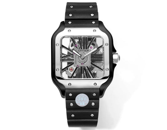 까르띠에 산토스 Skeleton 40mm THB 팩토리 1:1 Best 에디션 화이트 Bezel and 블랙 Case