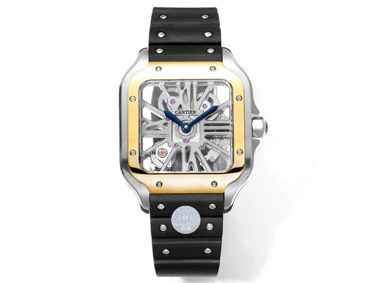 까르띠에 산토스 Skeleton 40mm THB 팩토리 1:1 Best 에디션 Gold Bezel and 화이트 Case