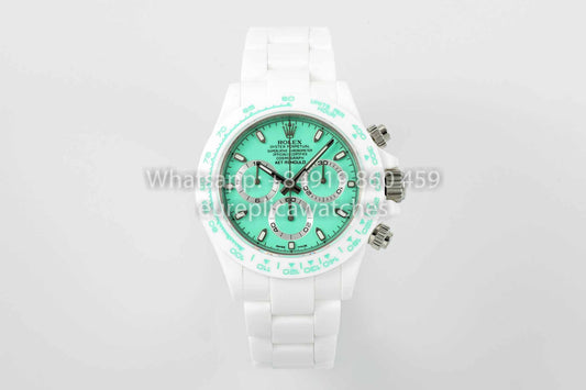 AET REMOULD Custom 롤렉스 데이토나 화이트 세라믹 حالة Tiffany Dial 1:1 Best Clone N6F