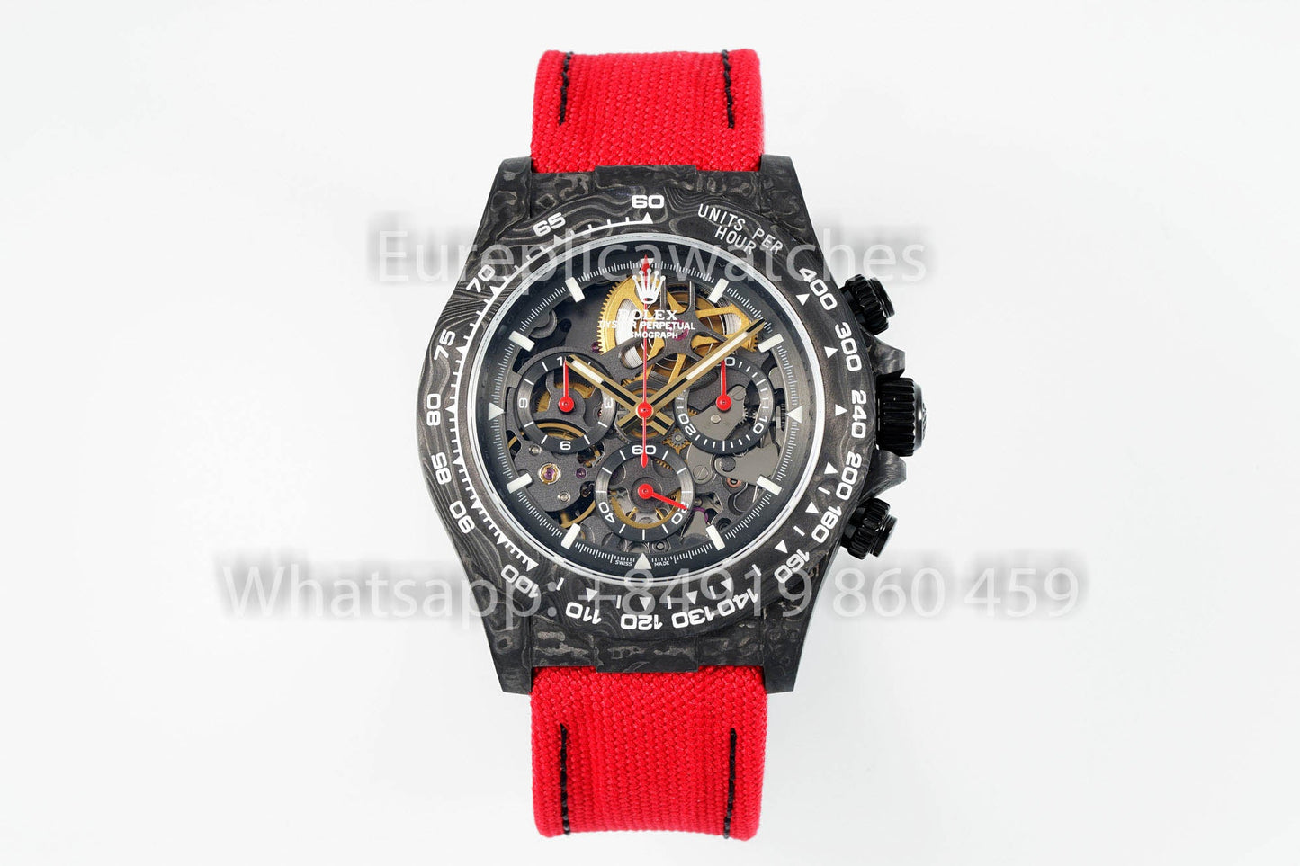 롤렉스 데이토나 Skeleton Dial Diw Custom NTPT Carbon Case 1:1 Best Clone Red Velcro Strap