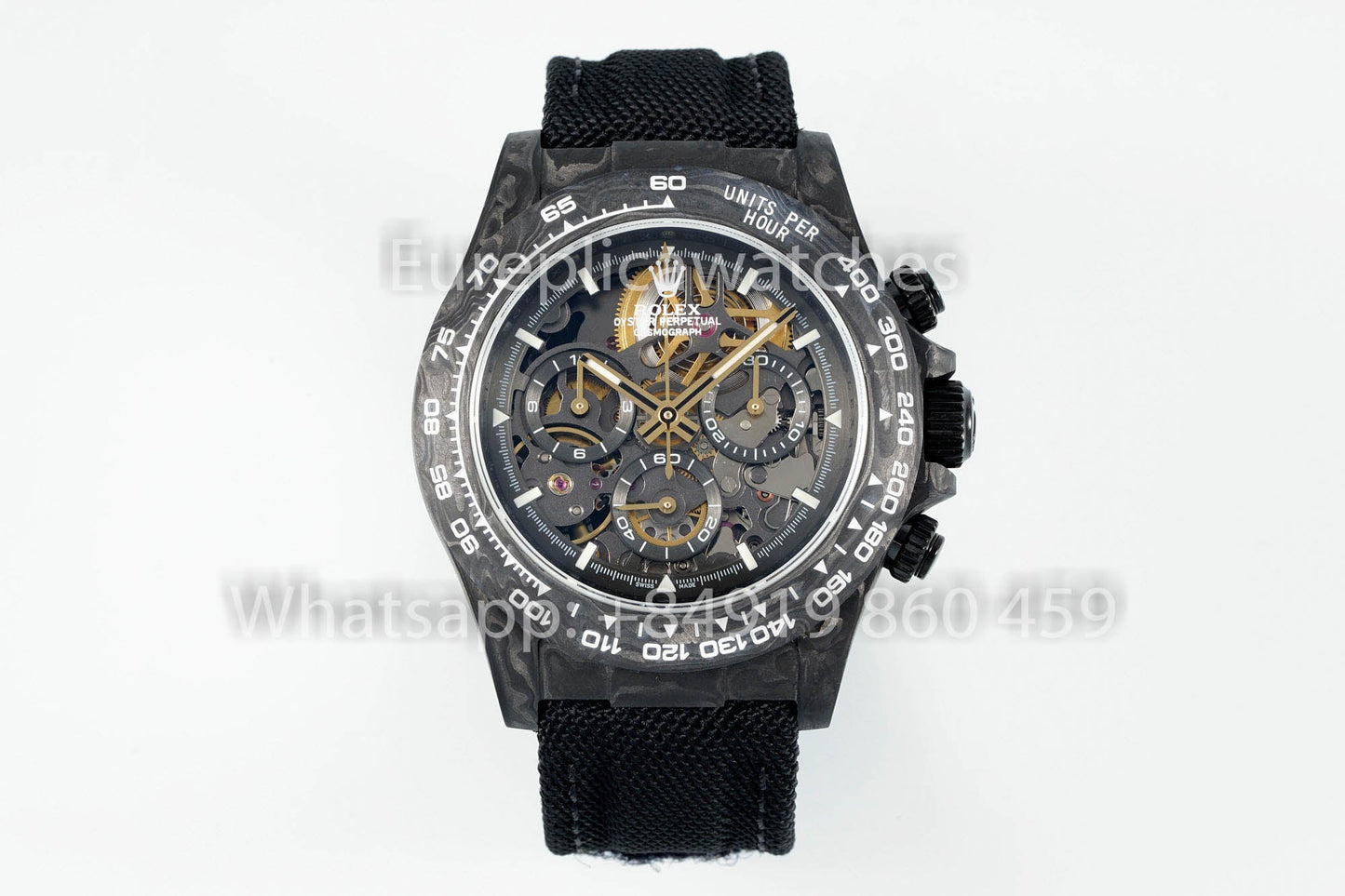 롤렉스 데이토나 Skeleton Dial Diw Custom NTPT Carbon Case 1:1 Best Clone 블랙 Velcro Strap