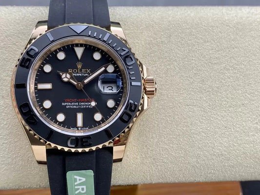 Rolex Yacht-Master 40 블랙 다이얼 로즈 골드 M126655-0002 1:1 Best 에디션 AR 팩토리 Counterweight Version