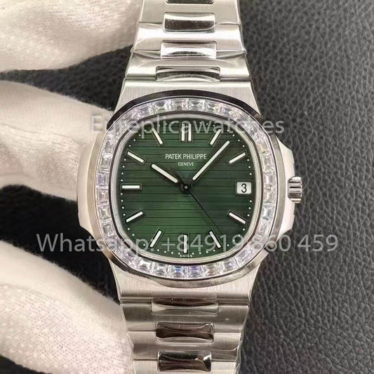 파텍 필립 노틸러스 5711 Olive 그린 with T-Cut Diamonds 1:1 Best Clone 3K 팩토리 Newest Version