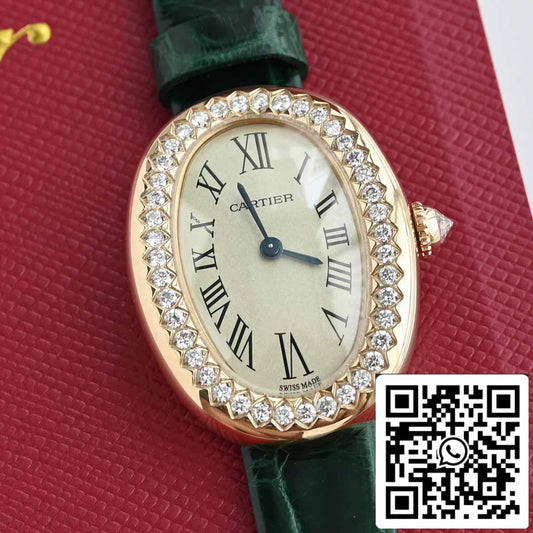 Cartier Lady Baignoire 23.9mm WJBA0038 1:1 Best 에디션 18k Real gold and diamonds 그린 Strap
