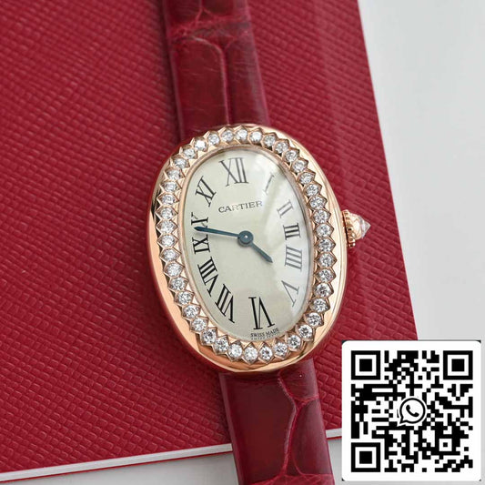 Cartier Lady Baignoire 23.9mm CRWJBA0031 1:1 Best 에디션 18k Real gold and diamonds Red Strap Version