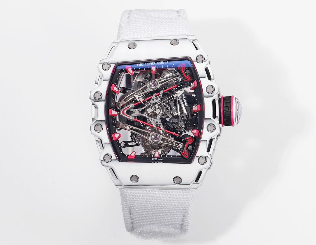 Richard Mille Bubba Watson 투르비용 RM38-02 1:1 Best 에디션 화이트 Carbon Case velcro Strap
