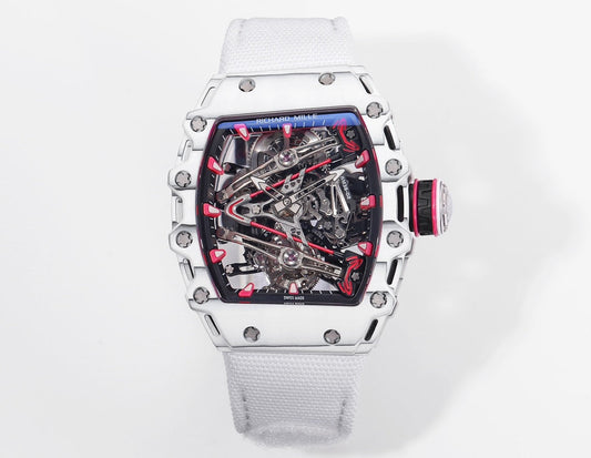 Richard Mille Bubba Watson 투르비용 RM38-02 1:1 Best 에디션 화이트 Carbon Case velcro Strap