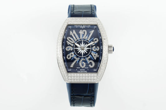 Женская яхтенная яхта Franck Muller V32 1:1 Best 에디션 ABF 팩토리 Square Diamond Gypsophila 블루