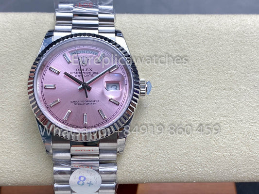 Rolex Day Date 128236-0024 화이트 Gold 1:1 Best Clone 8+ 팩토리 Counterweight Version