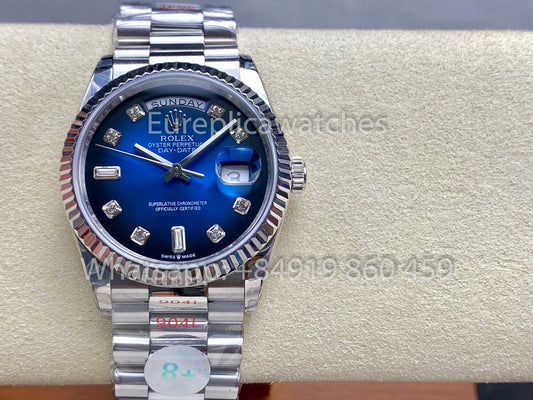 Rolex Day Date 128239-0023 화이트 Gold 1:1 Best Clone 8+ 팩토리 Counterweight Version