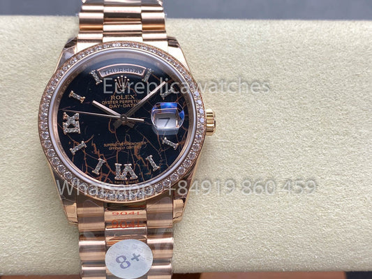 Rolex Day Date M128345RBR-0044 로즈 골드 1:1 Best Clone 8+ 팩토리 Counterweight Version
