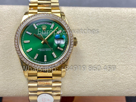 Rolex Day Date 128398TBR-0035 옐로 골드 1:1 Best Clone 8+ 팩토리 Counterweight Version