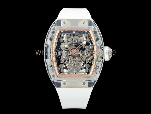 Richard Mille RM 56-02 투르비용 1:1 Best Clone RM 팩토리 로즈 골드 Dial Saphire Case