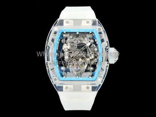 Richard Mille RM 56-02 투르비용 1:1 Best Clone RM 팩토리 Transparent case 블루 다이얼