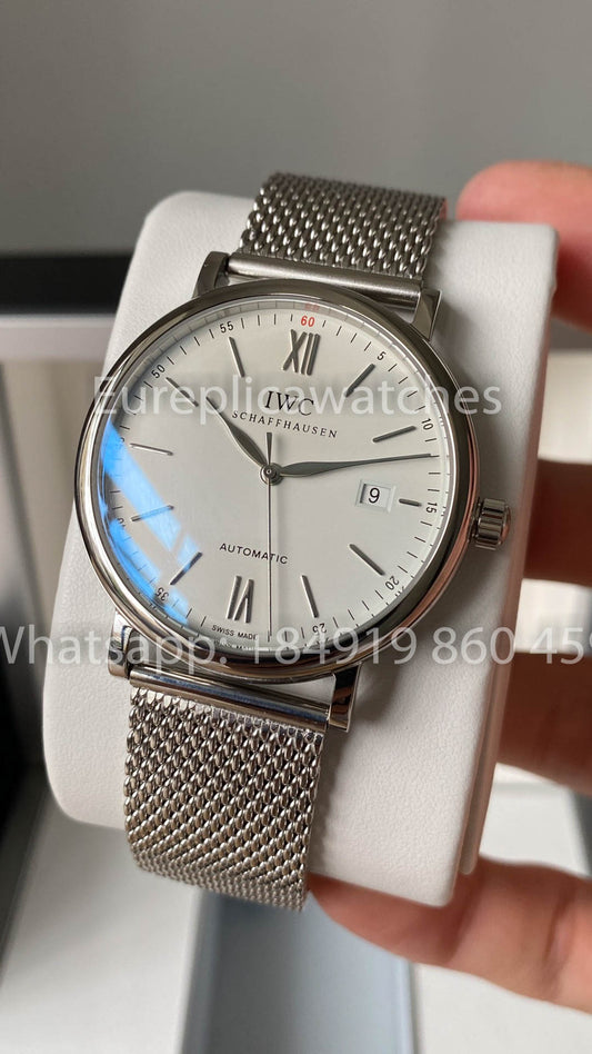 IWC Portofino IW356501 오토매틱 Watch 40MM 1:1 Best Clone A+ 팩토리 Mesh Strap
