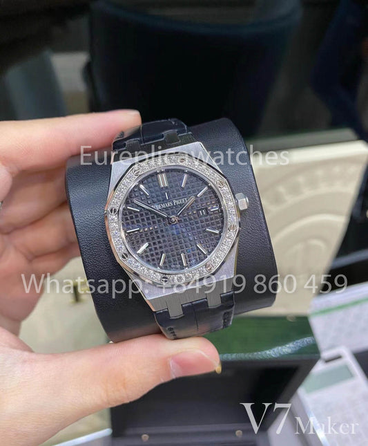 오데마 피게 67651OR Ladies’ Quartz Watch 1:1 Best Clone V7 팩토리 블루 가죽 스트랩
