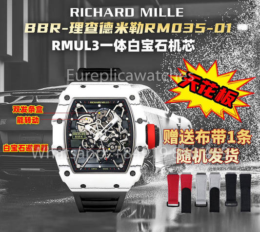 Richard Mille RM35-01 Карбоновый корпус 1:1 Лучший клон BBR 팩토리 V2 블랙 러버 스트랩