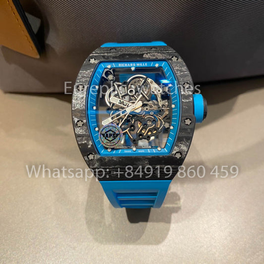Чехол RICHARD MILLE RM055 из углеродного волокна, 1:1, лучший клон APS 팩토리 블루 다이얼