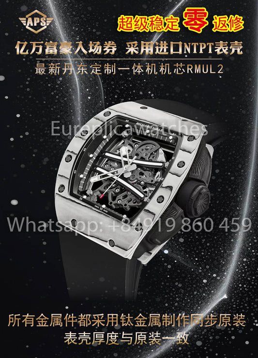 RICHARD MILLE RM61-01 Carbon Fiber Skeleton Dial 1:1 Best Clone APS 팩토리 Newest Version