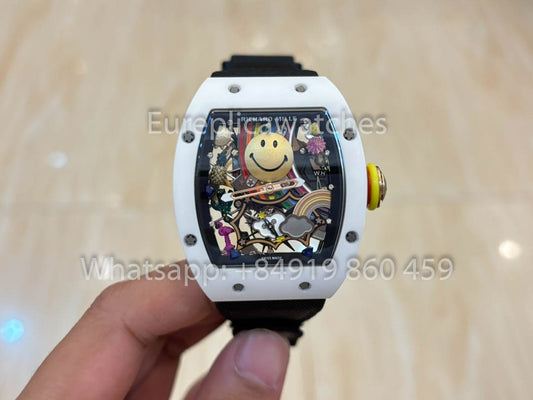 Richard Mille RM88 Smiley V2 세라믹 Case 1:1 Best Clone 블랙 Velcro Strap