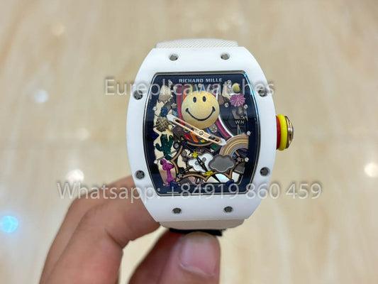 Richard Mille RM88 Smiley V2 세라믹 Case 1:1 Best Clone 화이트 Velcro Strap