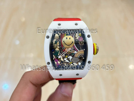 Richard Mille RM88 Smiley V2 세라믹 Case 1:1 Best Clone Red Velcro Strap