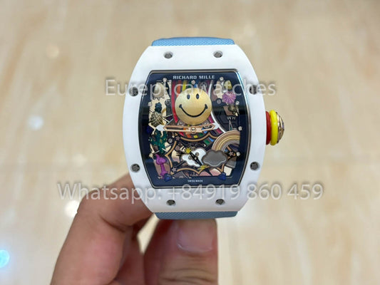 Richard Mille RM88 Smiley V2 세라믹 Case 1:1 Best Clone 블루 Velcro Strap