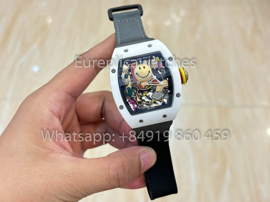 Richard Mille RM88 Smiley V2 세라믹 Case 1:1 Best Clone 그레이 Velcro Strap