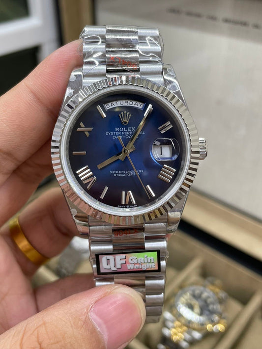 롤렉스 unveils the new Day-Date 40mm with a 블루 다이얼 2024 QF 팩토리 1:1 Best 에디션