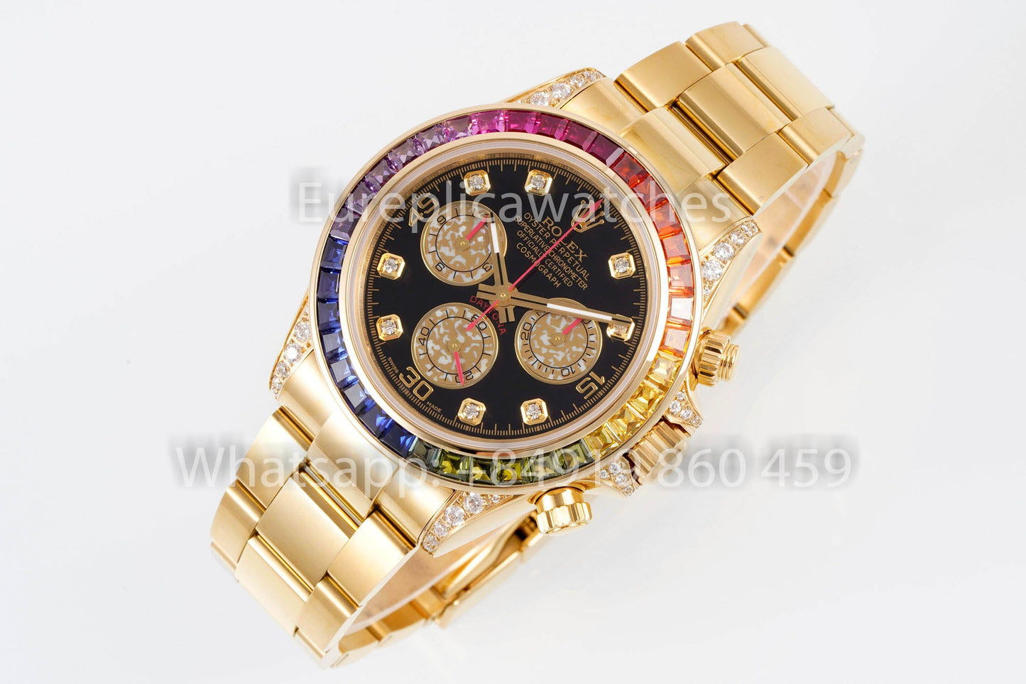 롤렉스 데이토나 Rainbow Diamond Dial 옐로 골드 40mm 1:1 Best Clone EF 팩토리 Yellow Dial SS