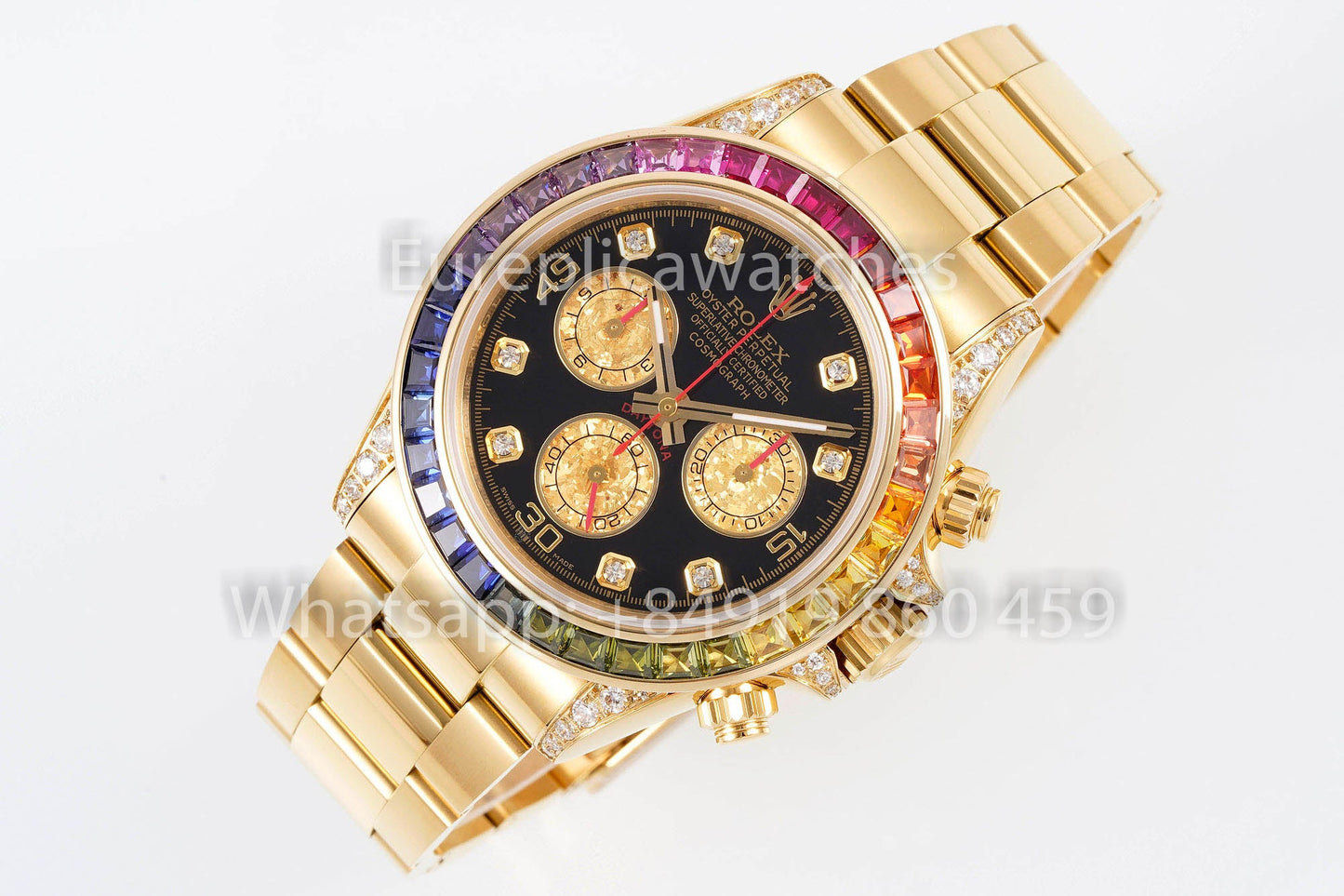 롤렉스 데이토나 Rainbow Diamond Dial 옐로 골드 40mm 1:1 Best Clone EF 팩토리 SS