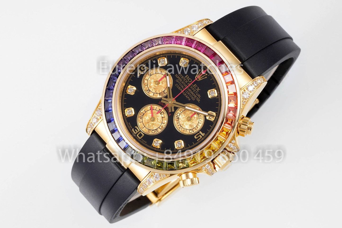 롤렉스 데이토나 Rainbow Diamond Dial 옐로 골드 40mm 1:1 Best Clone EF 팩토리 Yellow Dial