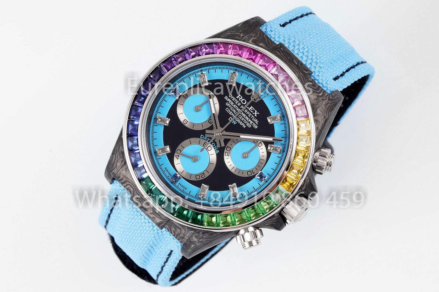 롤렉스 데이토나 Carbon Case Rainbow 블루 1:1 Best Clone Diw Custom Velcro Strap