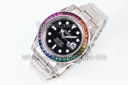 롤렉스 서브마리너 Rainbow 블랙 다이얼 1:1 Best Clone EF 팩토리 3135 Movement