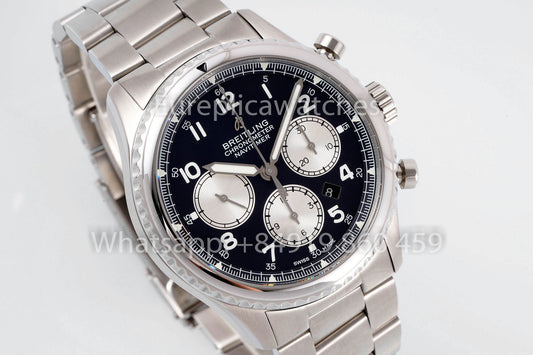 Breitling Aviator 8 Ab0117131b1a1 블랙 다이얼 1:1 Best Clone EF 팩토리 스테인리스 스틸