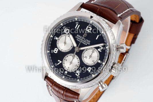 Breitling Aviator AB01194A1B1X1 블랙 다이얼 브라운 Strap 1:1 Best Clone EF 팩토리