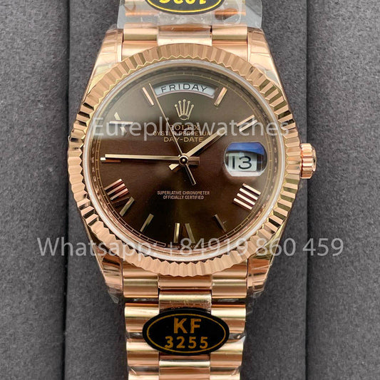 롤렉스 Everose Gold Day Date 40 228235-0002 قرص الشوكولاتة 1:1 Best Clone KF 팩토리 215 جرام