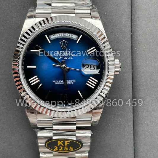 롤렉스 화이트 Gold Day Date 40 228239-0076 إطار بلاتيني مخدد 1:1 Best Clone KF 215 جرام